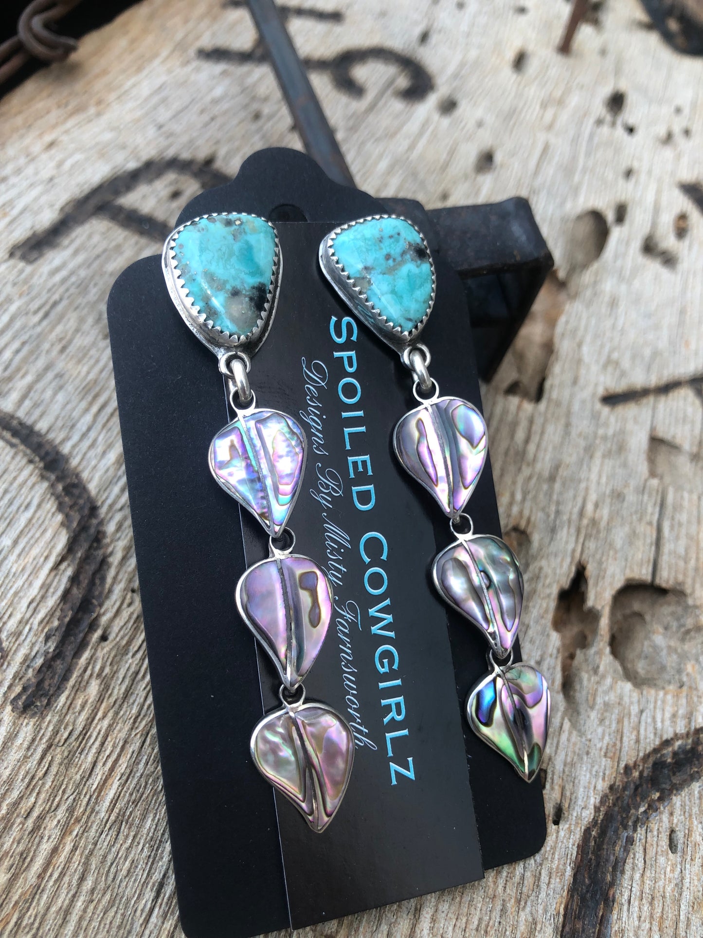 Abalone & Turquoise Dangle Earrings