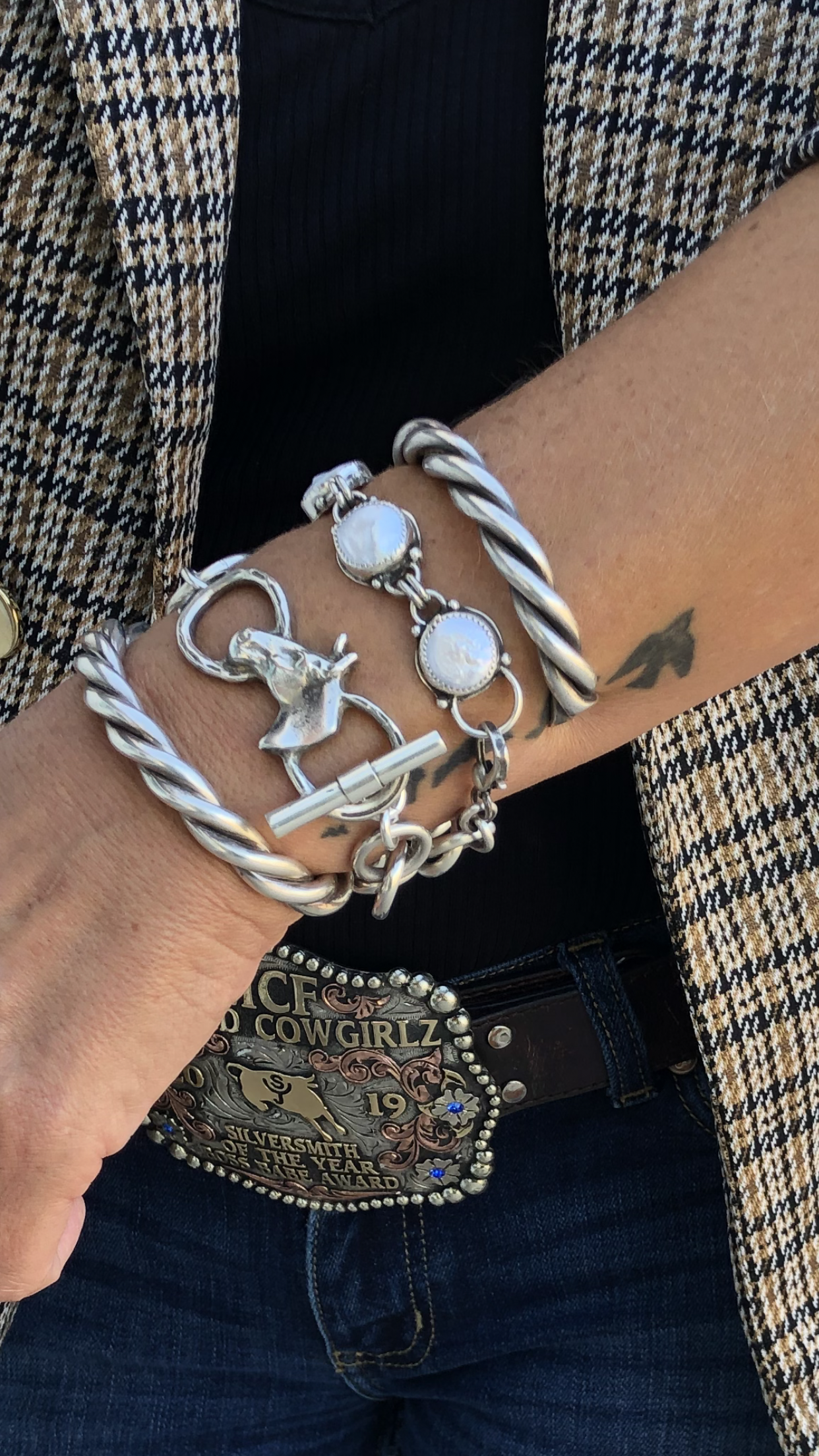 Sterling Silver Horse & Shoes Bracelet