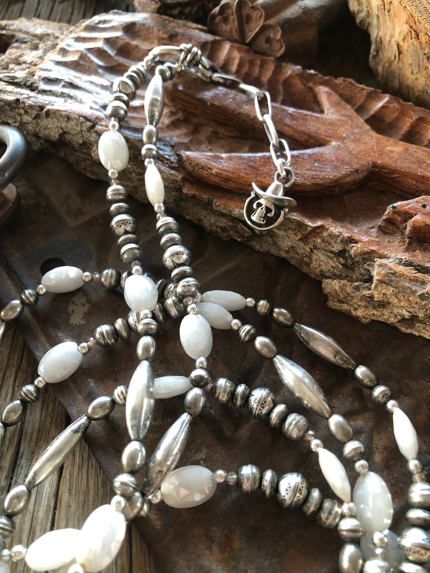 5' Long Beaded Necklace w/Removable Rose Pendant