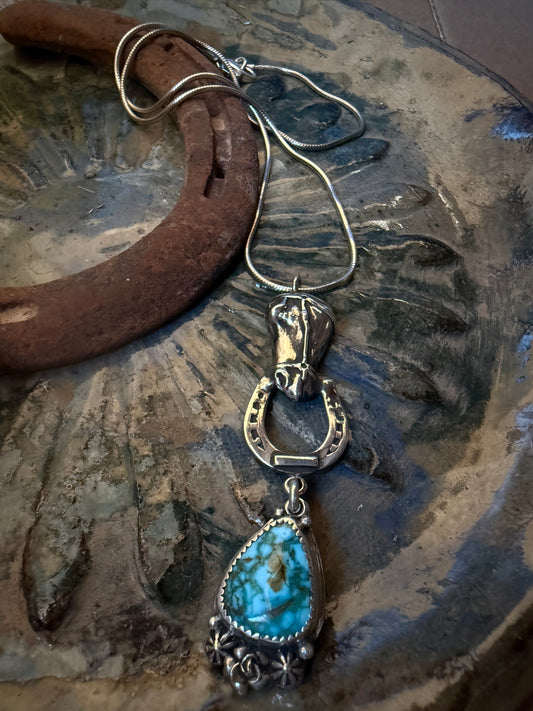 Halter Horse Rising Phoenix Turquoise Necklace