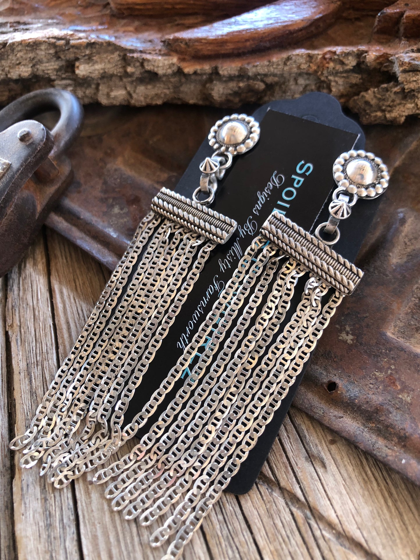 Sterling Silver Chain Statement Earrings