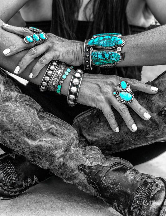 Heavy Old Pawn 3 Stone Turquoise Cuff Bracelet