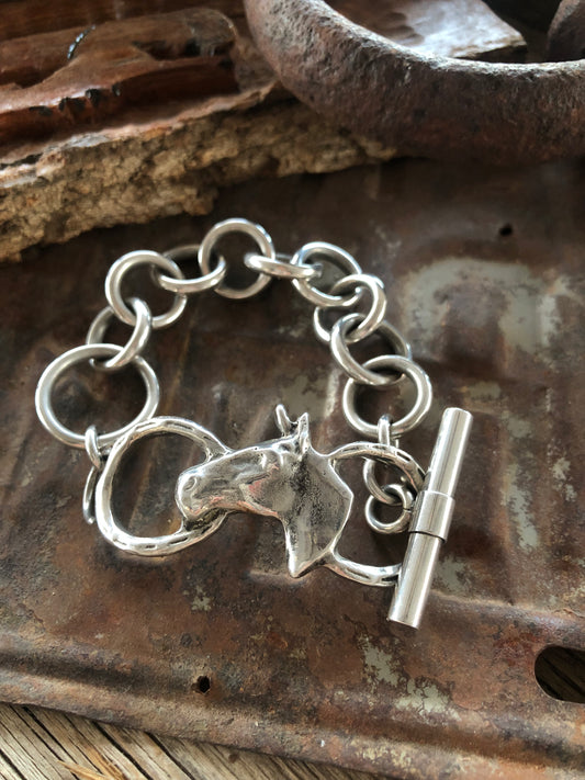 Sterling Silver Horse & Shoes Bracelet