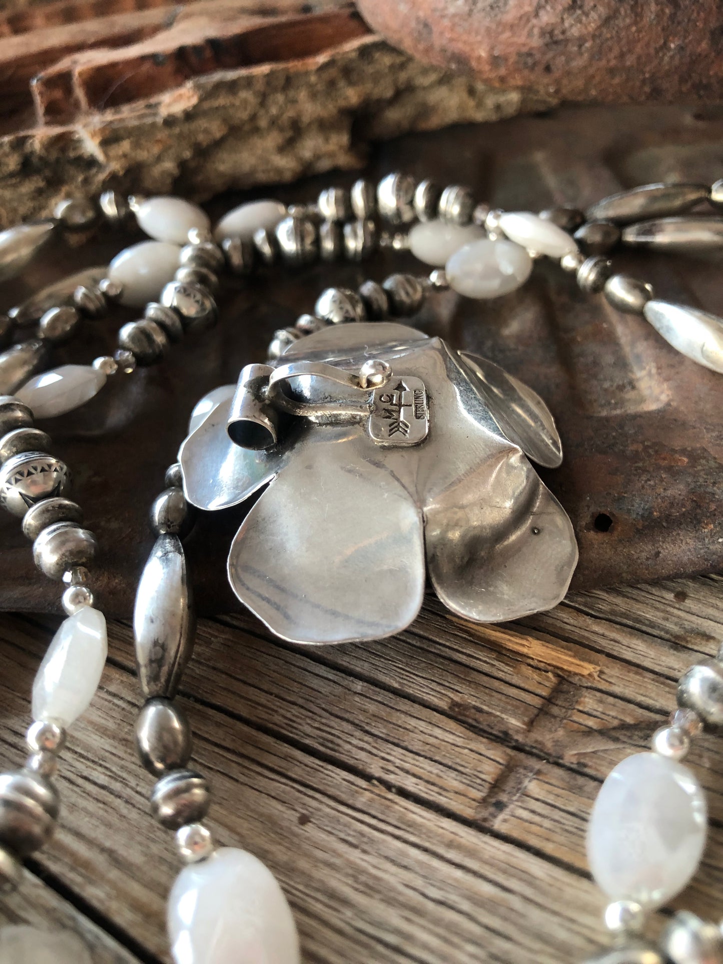 5' Long Beaded Necklace w/Removable Rose Pendant