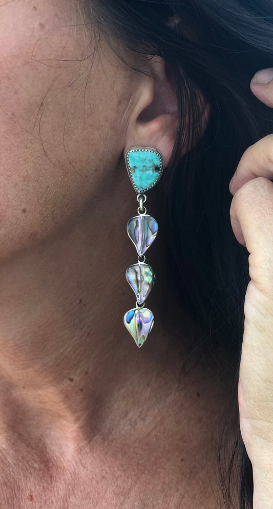 Abalone & Turquoise Dangle Earrings