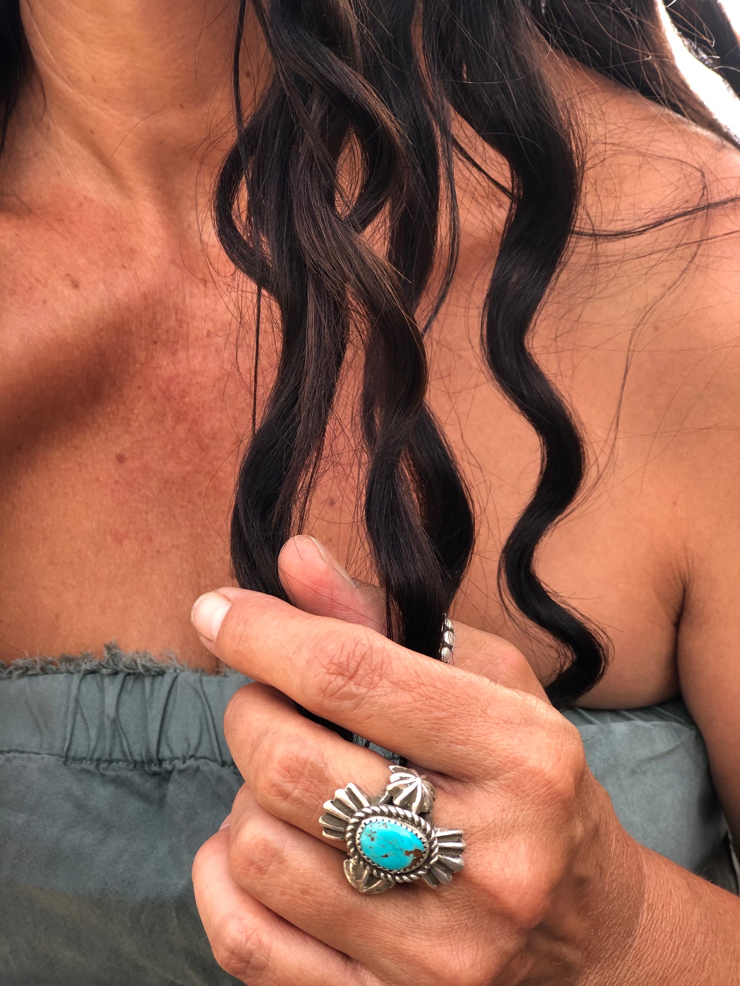 Turquoise Fan Statement Ring Size 9