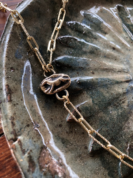 Solid Brass Horse Lariat Necklace