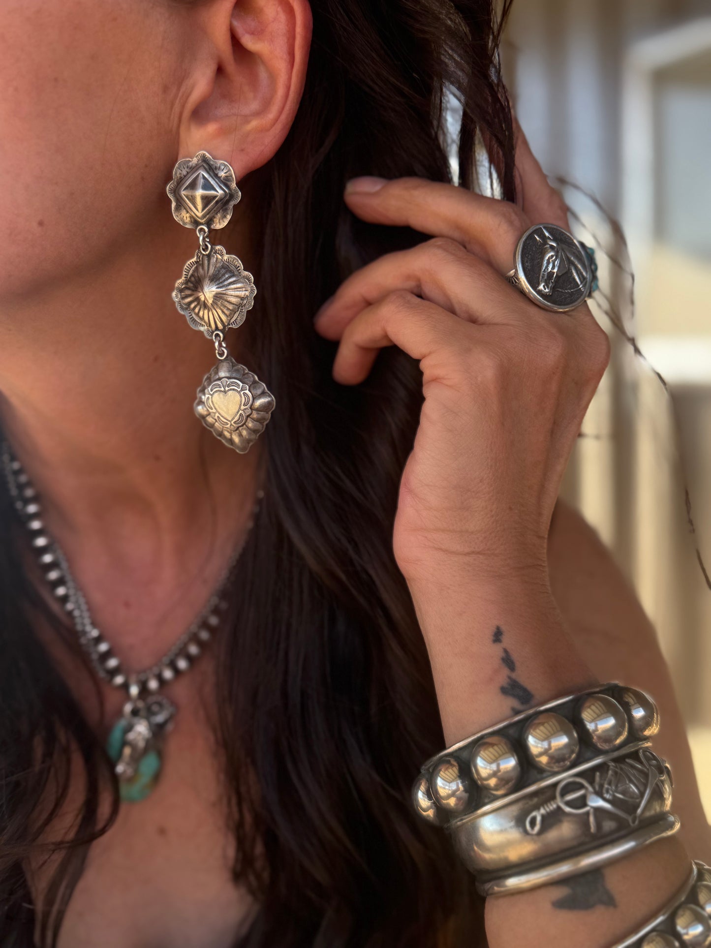Sterling Concho Earrings