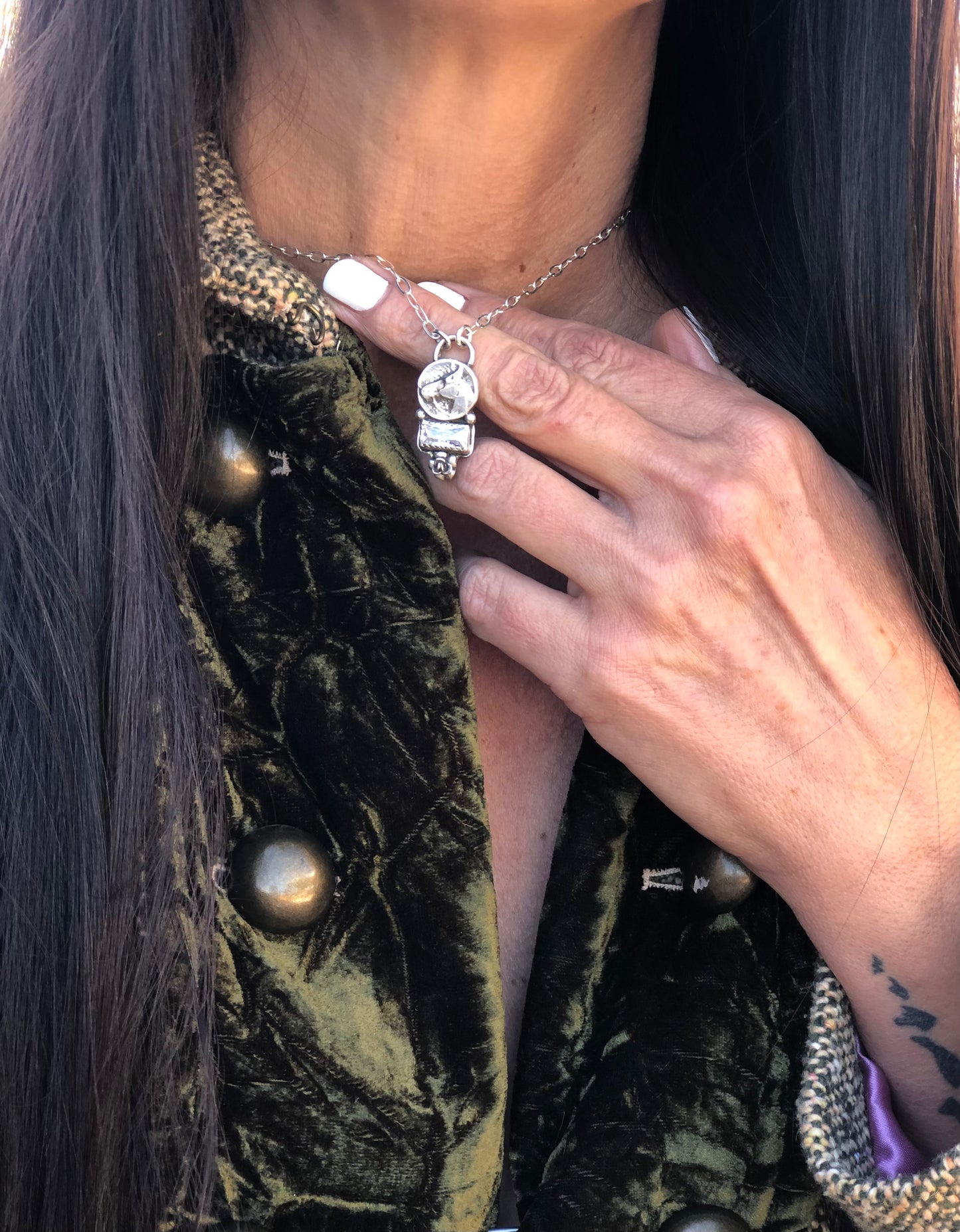 Sterling Silver Horse Coin & Crystal Necklace