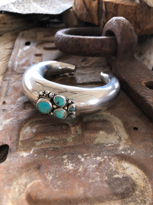 Upcycled Turquoise Rattle Cuff Bracelet