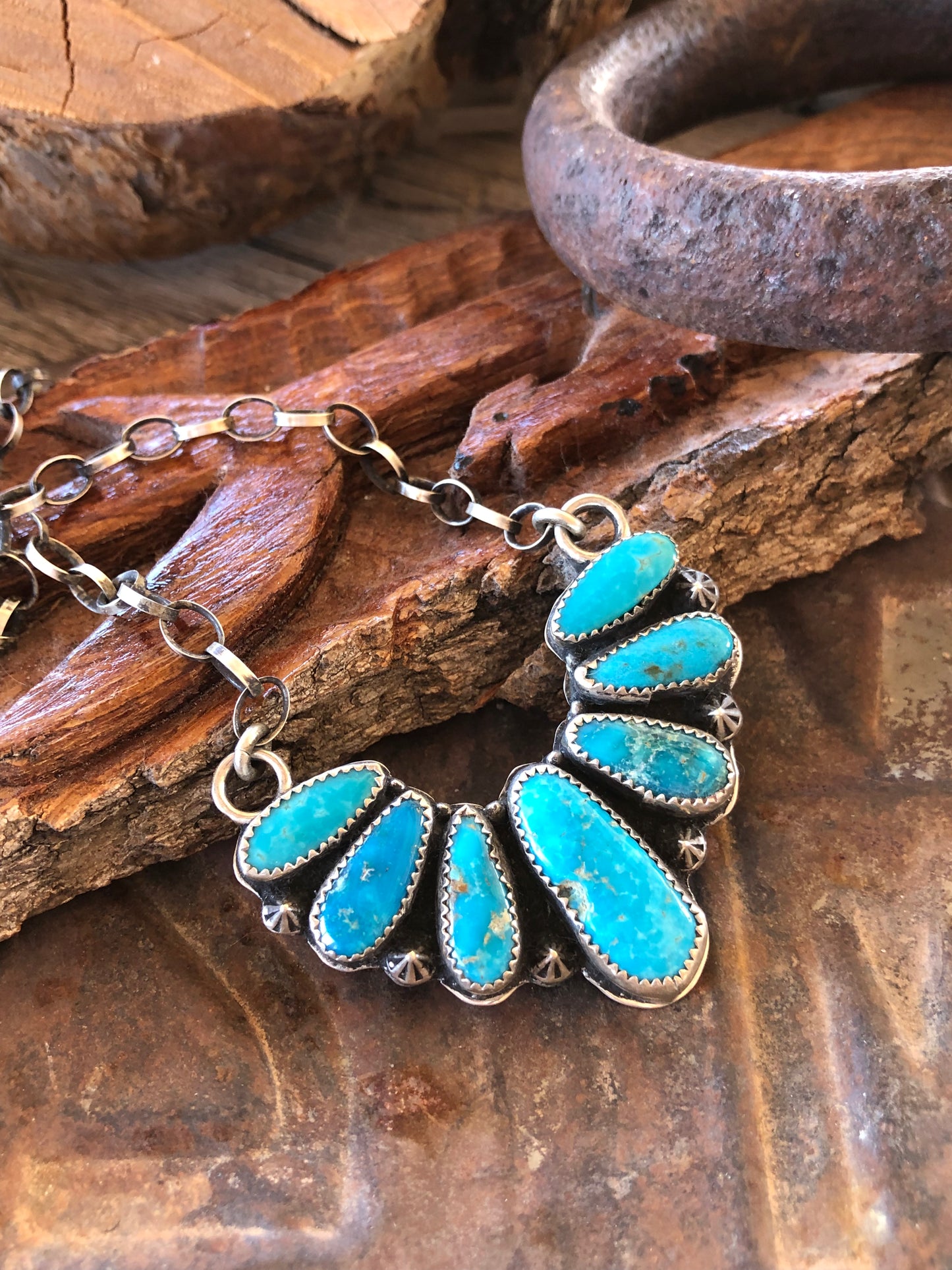 Blue Ridge Turquoise Half Cluster Statement Necklace**SALE