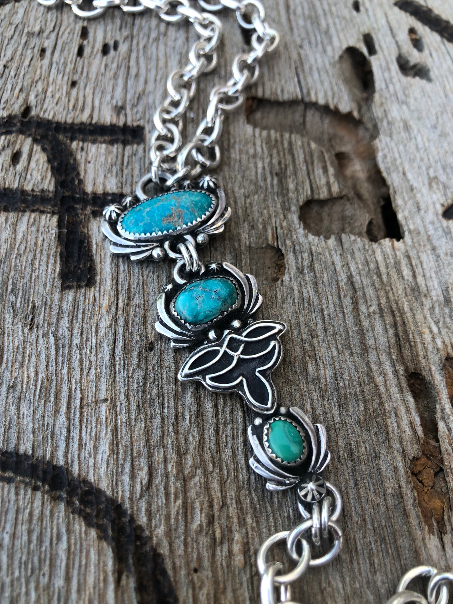 Turquoise Boot Stitch Lariat Necklace