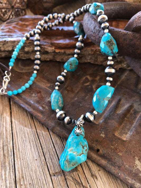 Fox Mine Faceted Turquoise Necklace**SALE