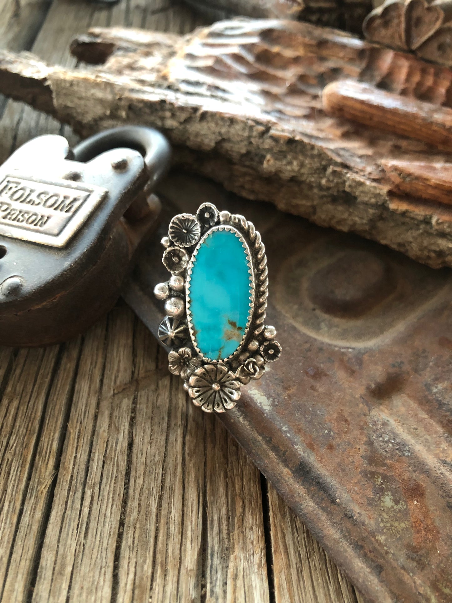 Sterling Silver & Turquoise Ring Size 7