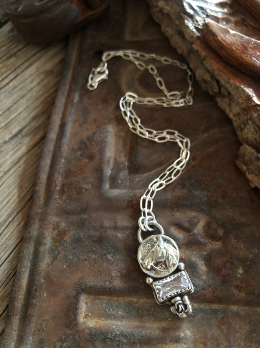 Sterling Silver Horse Coin & Crystal Necklace