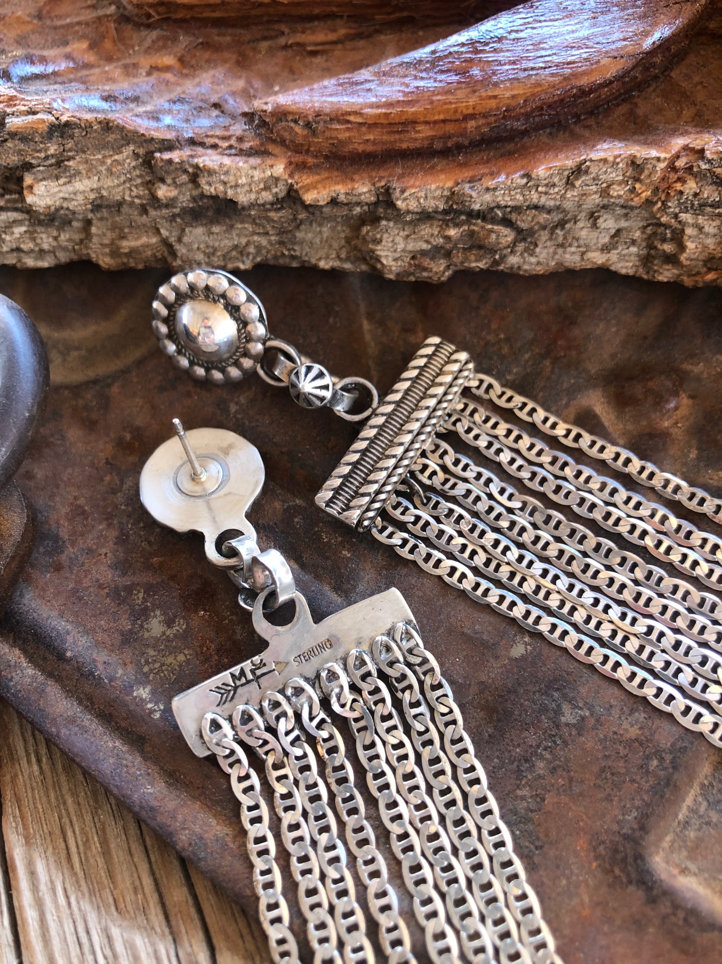 Sterling Silver Chain Statement Earrings