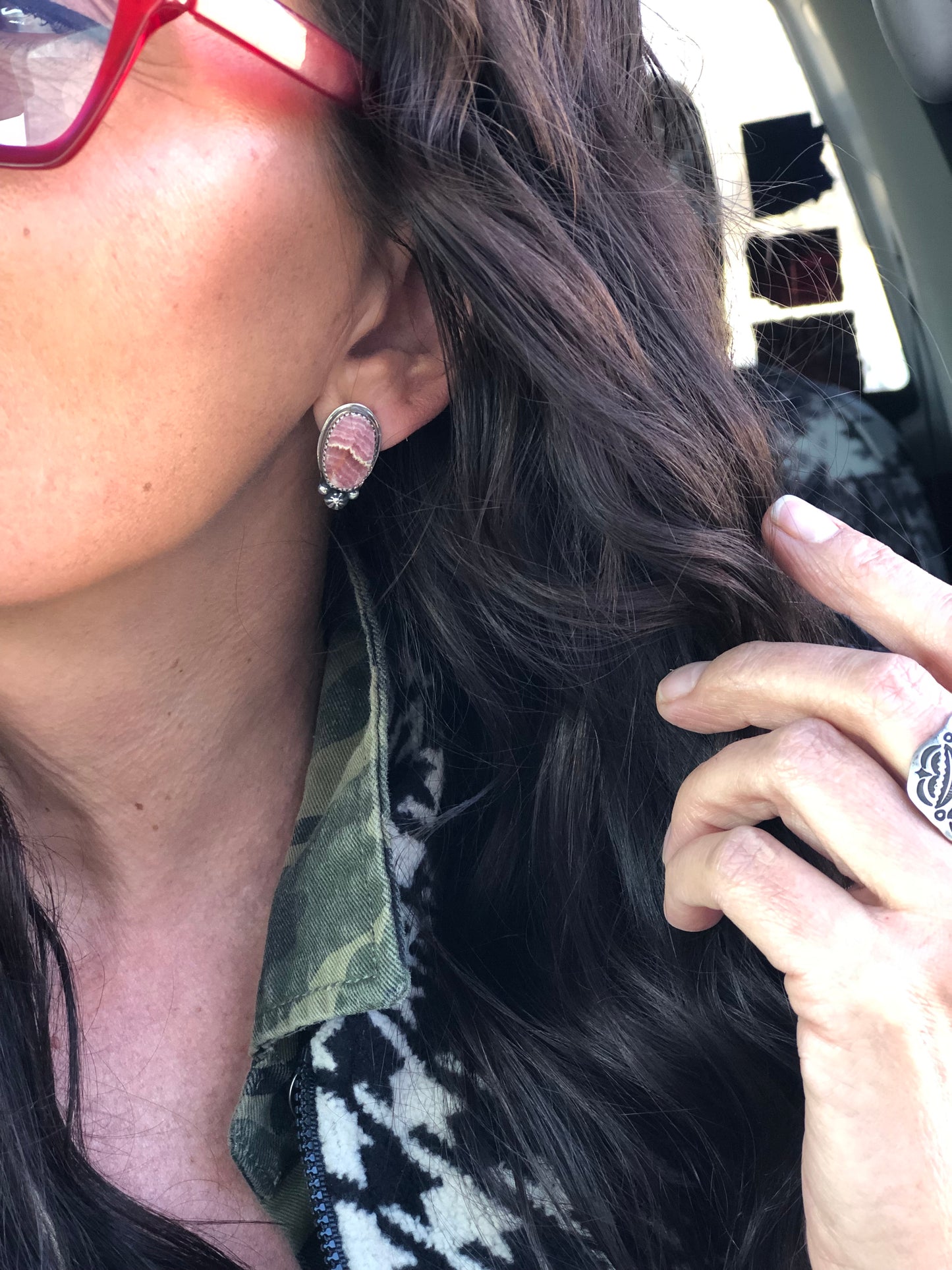 Rhodochrosite Stud Errings