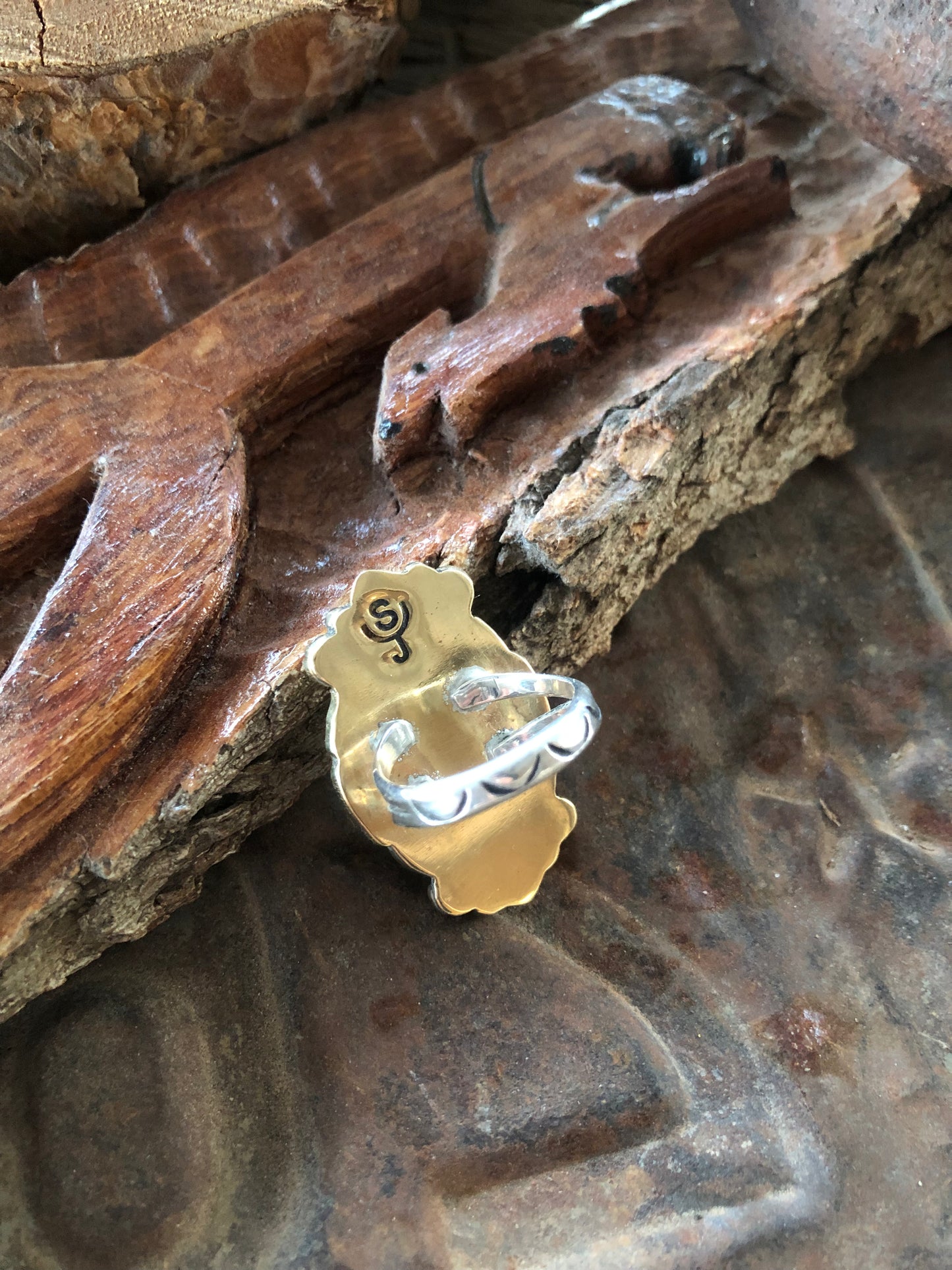 Brass & Turquoise Ring Size 7