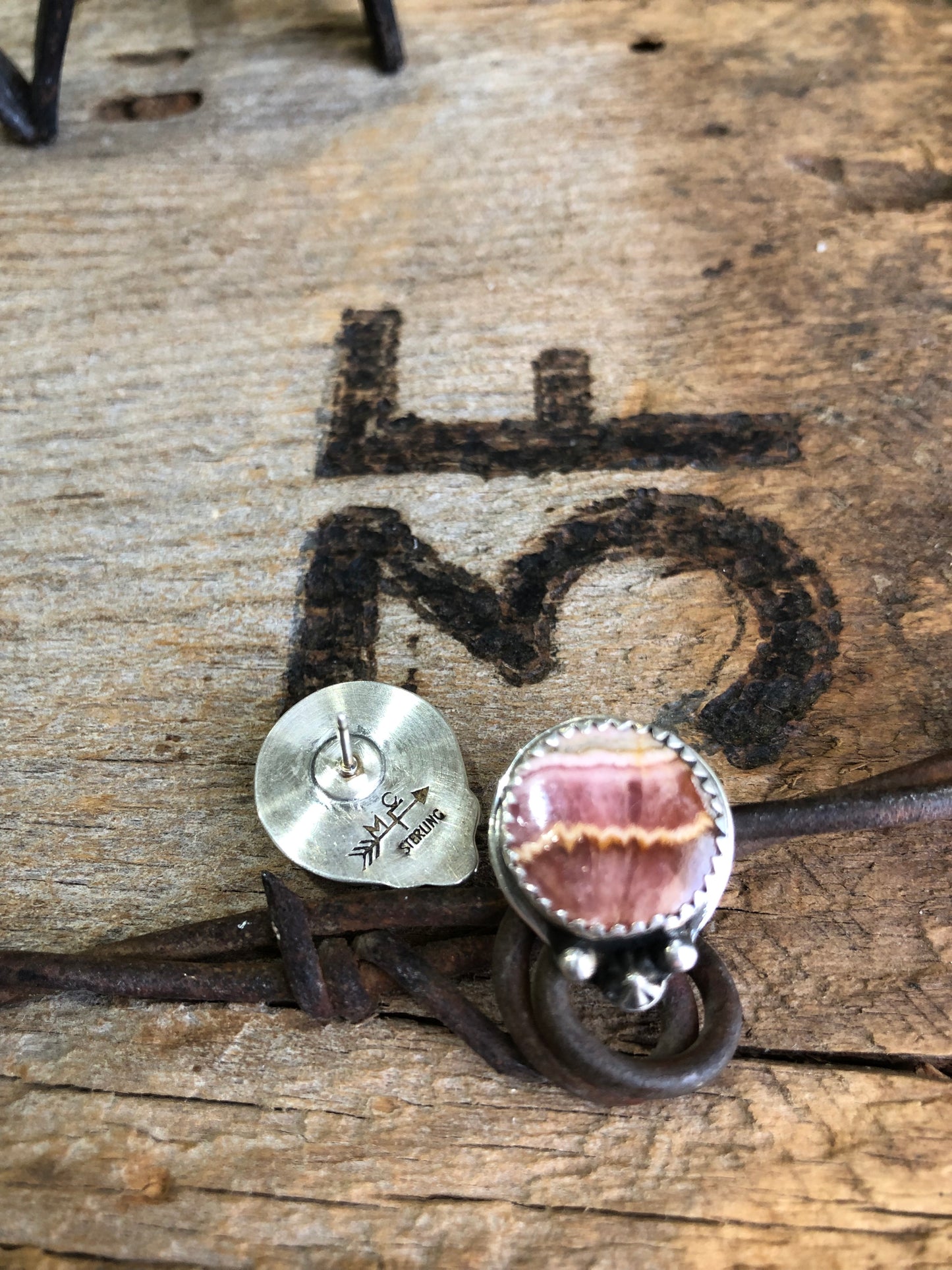 Rhodochrosite Stud Earrings