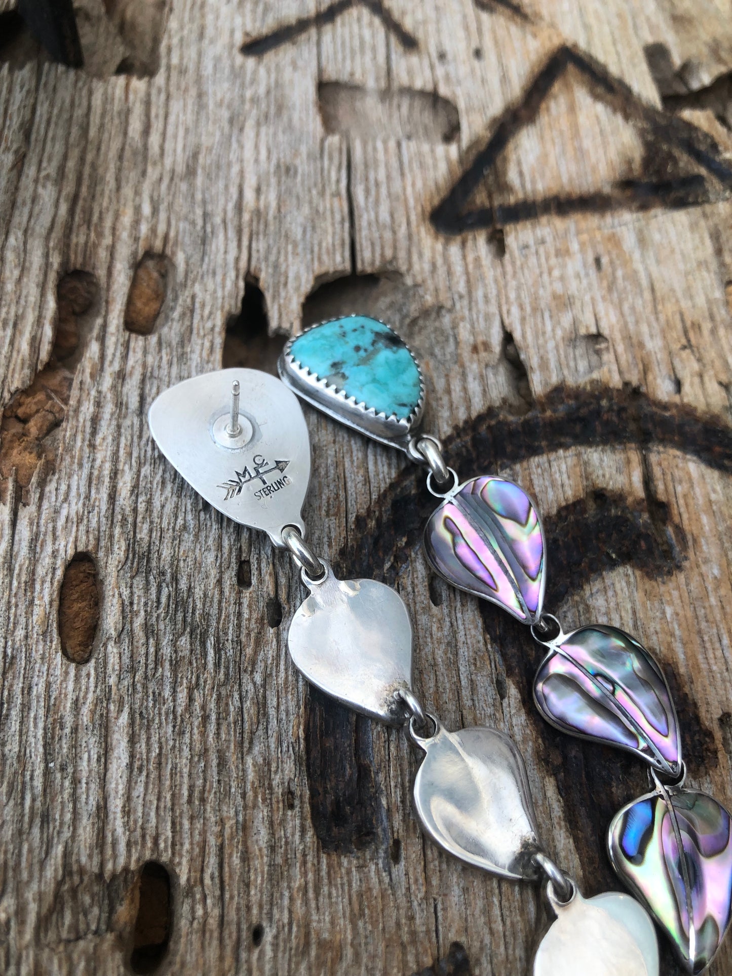 Abalone & Turquoise Dangle Earrings