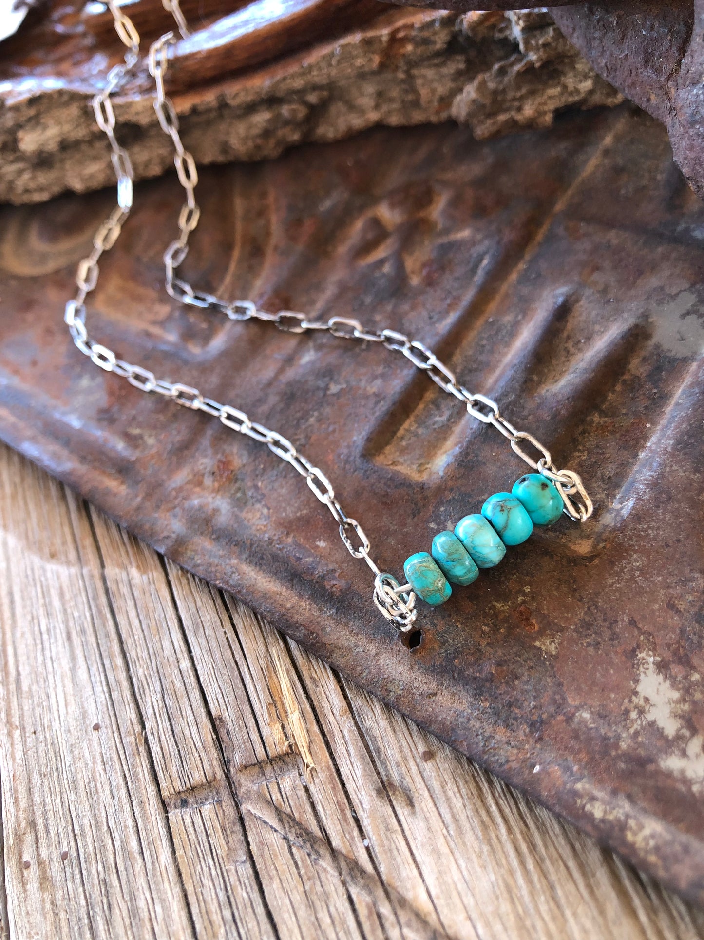 Sterling & Turquoise Beaded Bar Necklace