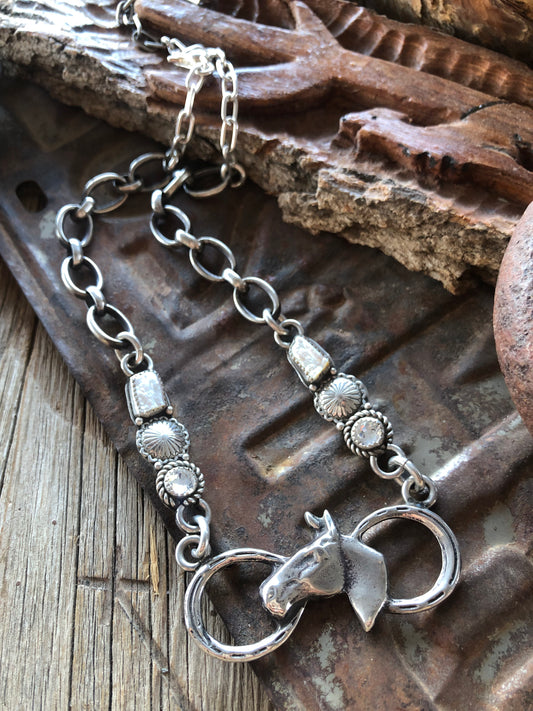 Sterling Silver Horse & Horseshoe Necklace