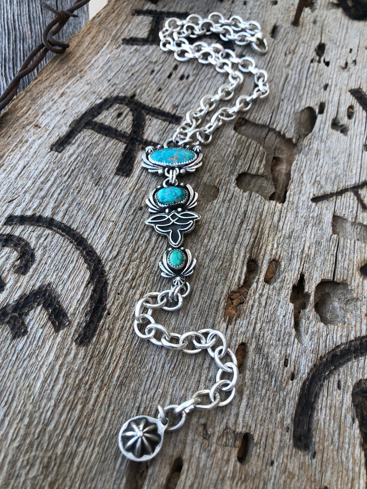Turquoise Boot Stitch Lariat Necklace