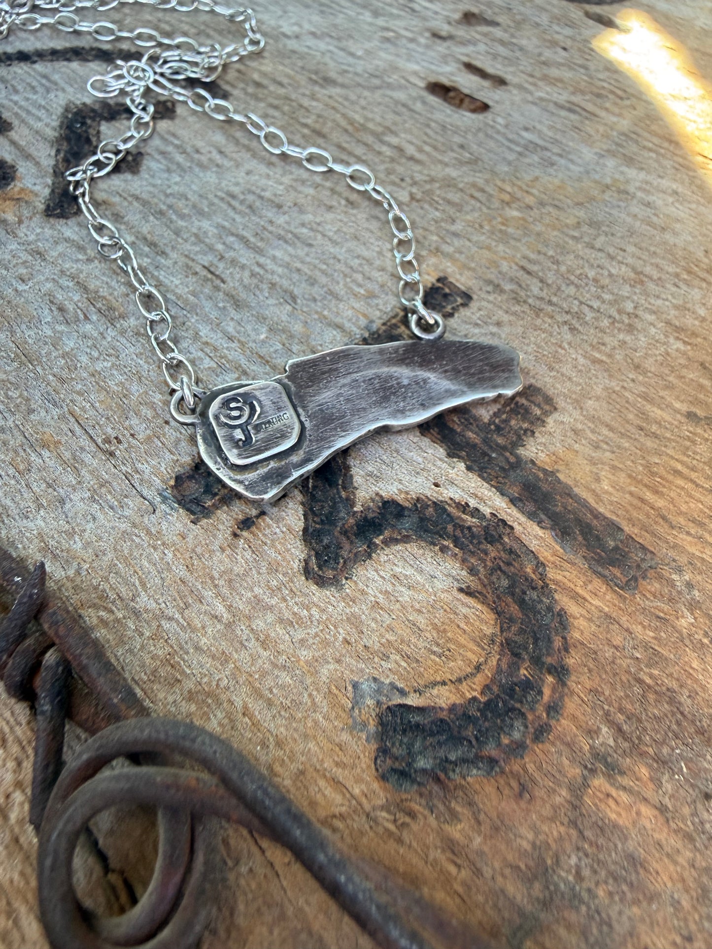 Sterling Silver Horse Head Necklace with Kingman Turquoise