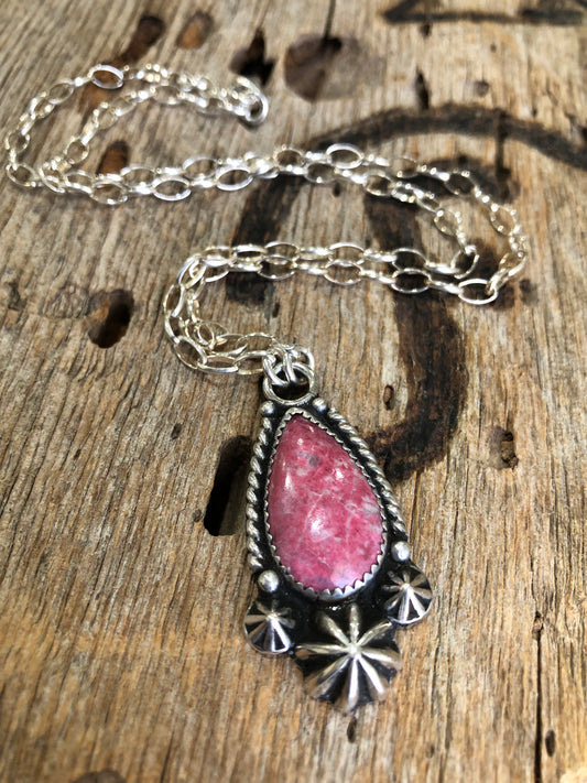 Thulite Teardrop Necklace