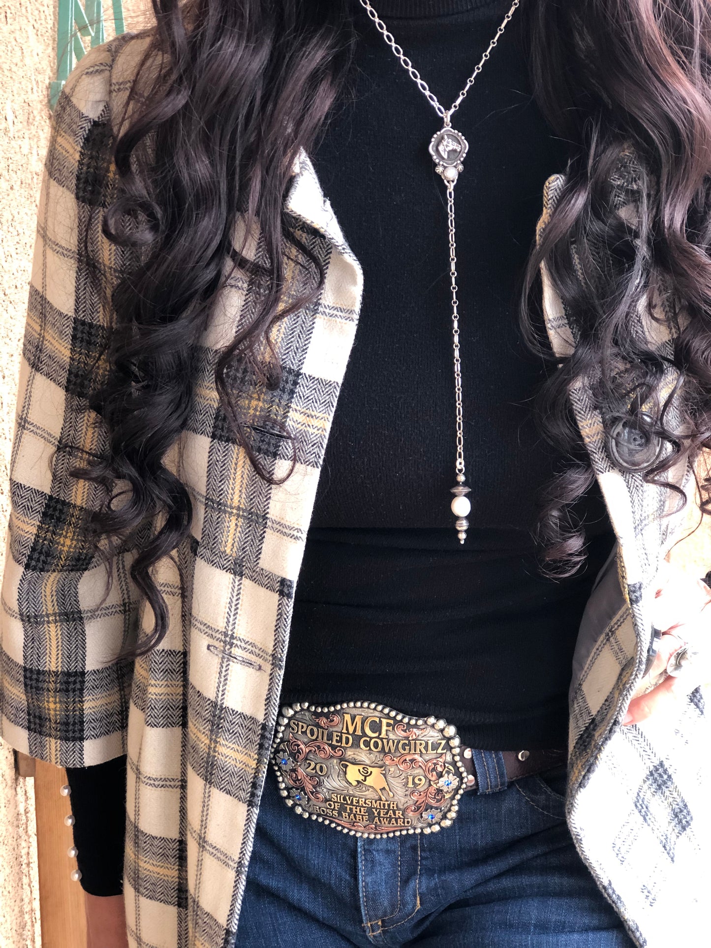 Horse Head & Pearl Lariat Necklace