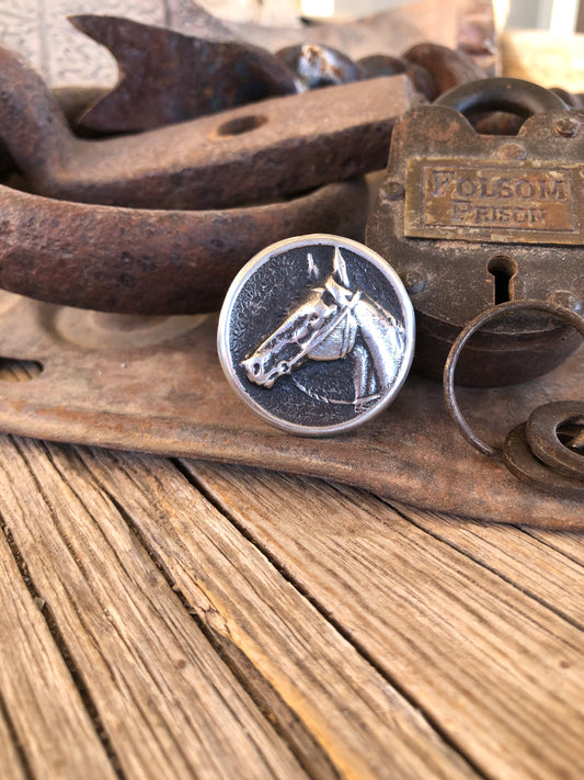 Sterling Horse Head Cameo Ring Size 8.5