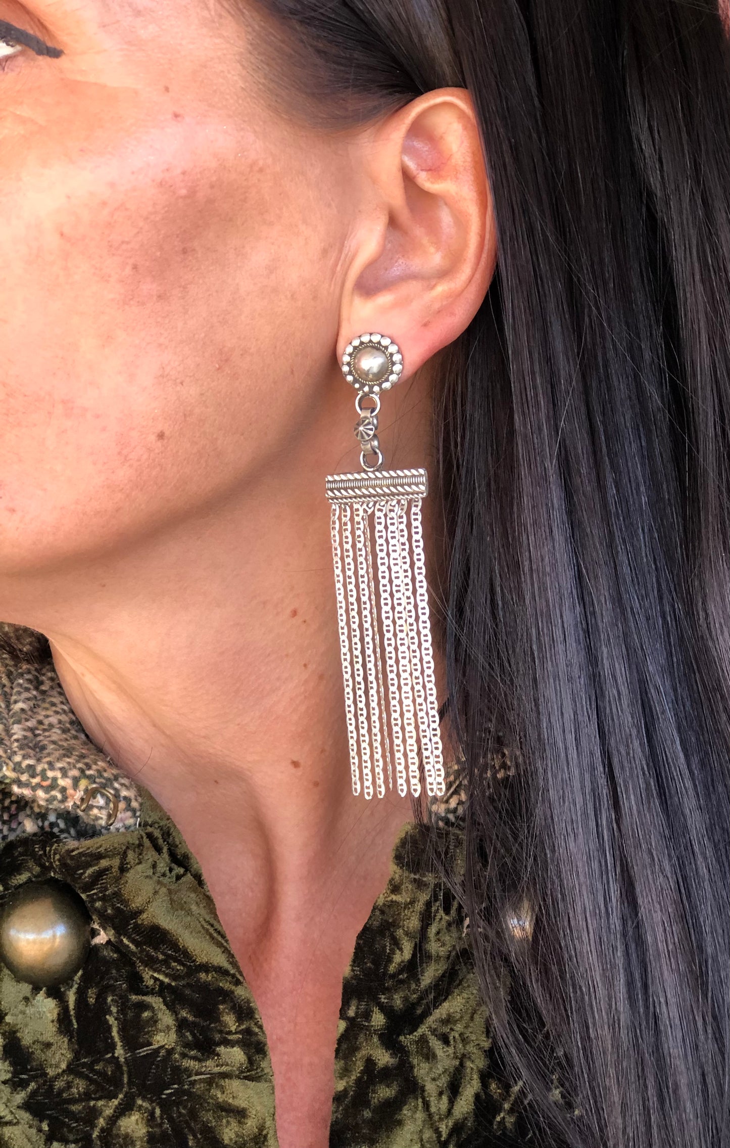 Sterling Silver Chain Statement Earrings