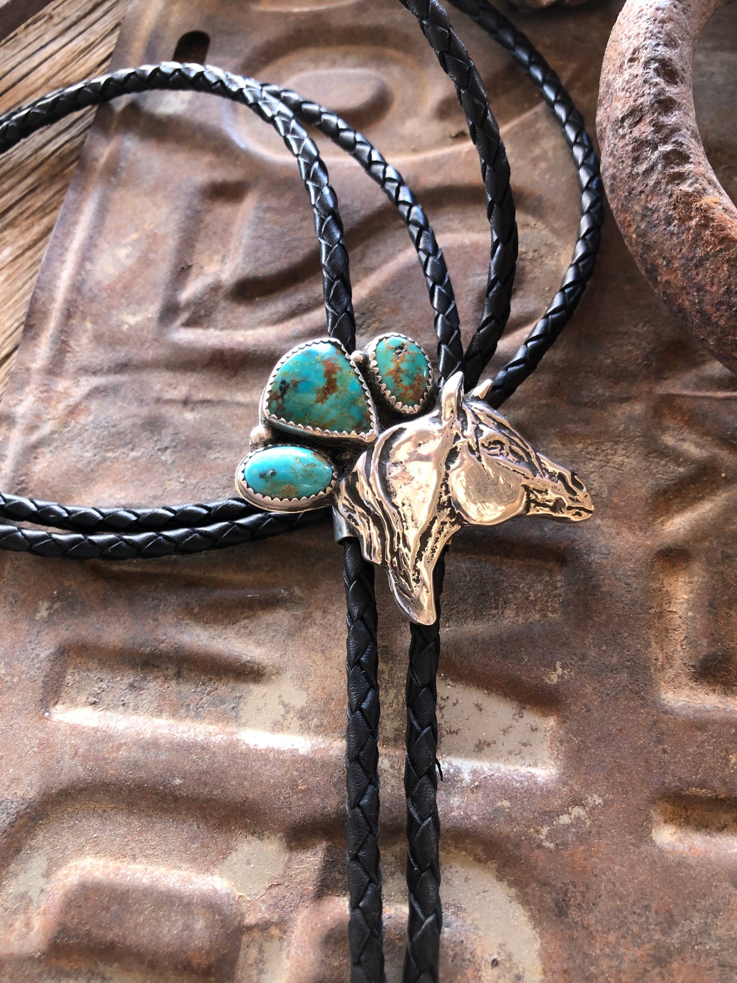 Horse Head & Turquoise Bolo
