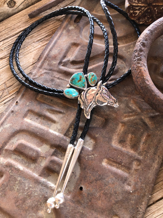 Horse Head & Turquoise Bolo