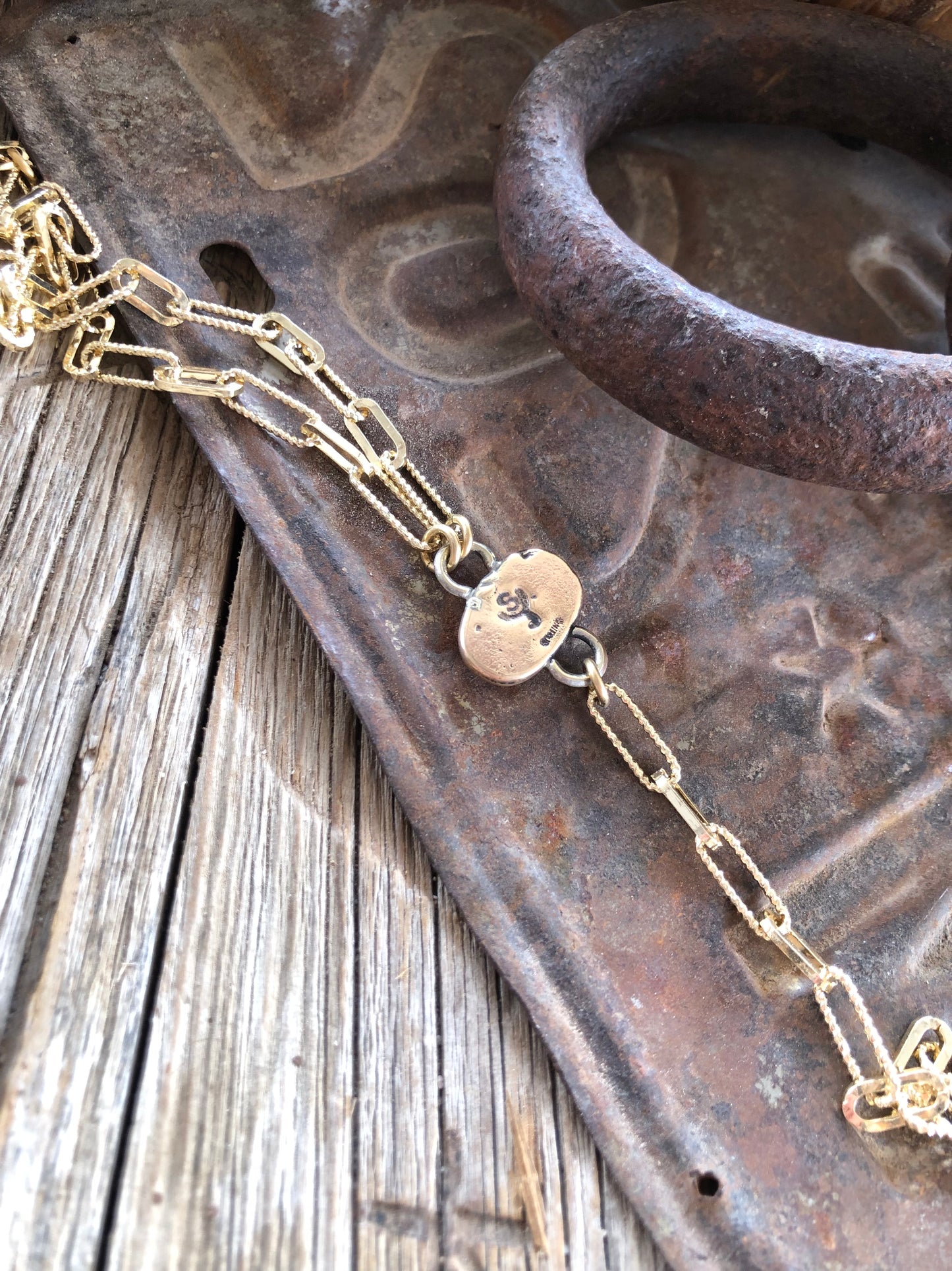 Solid Brass Horse Lariat Necklace