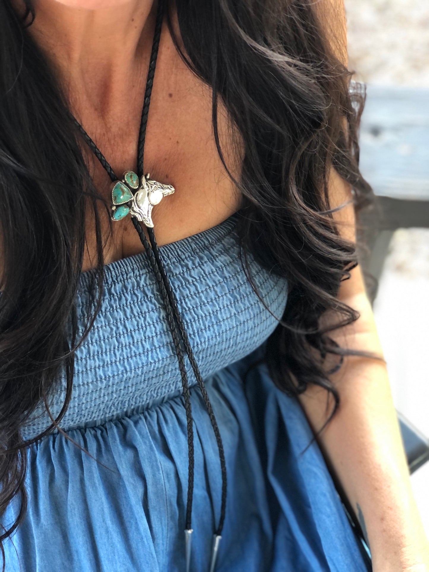 Horse Head & Turquoise Bolo