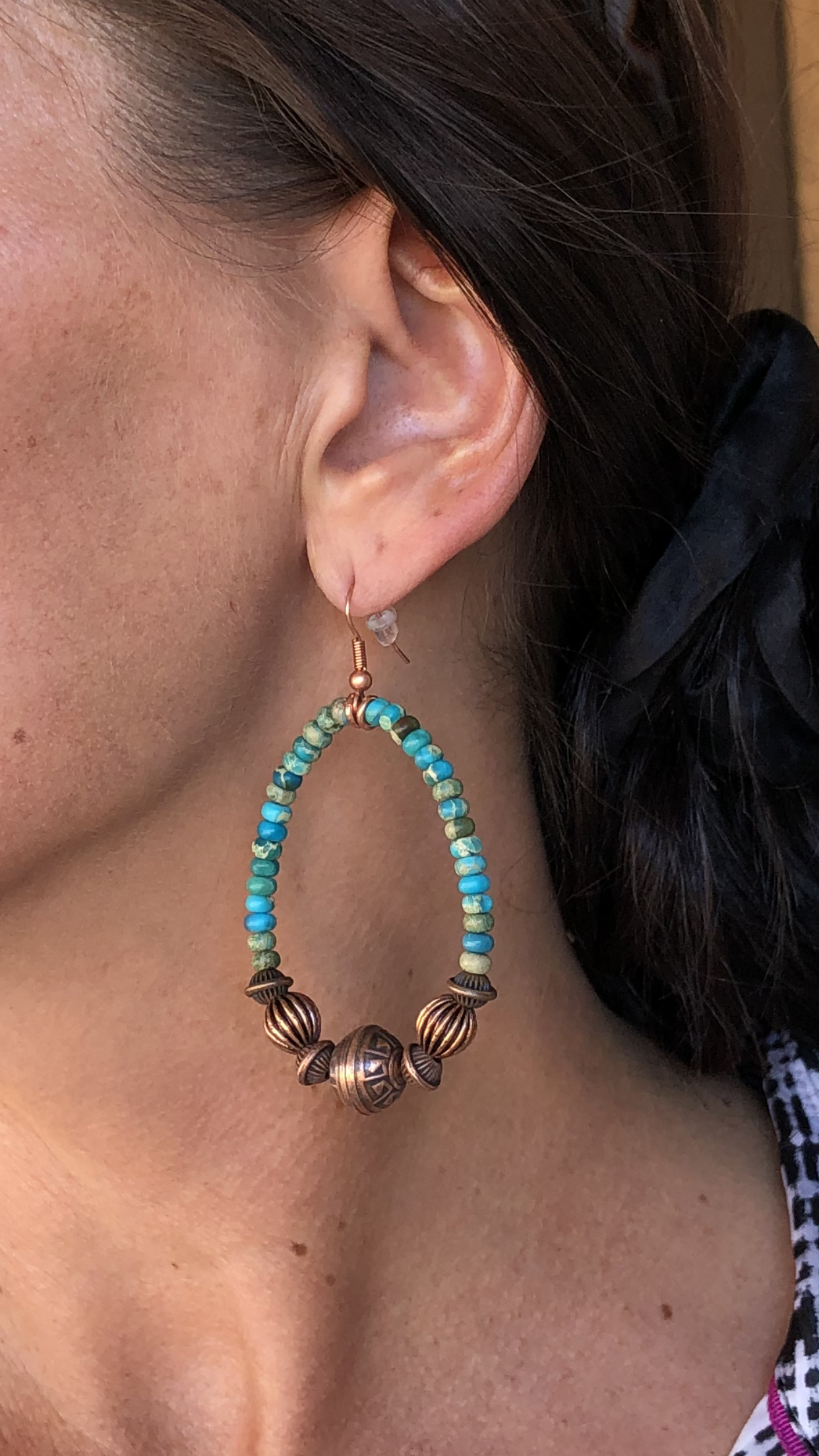 Solid Copper Beaded Earrings