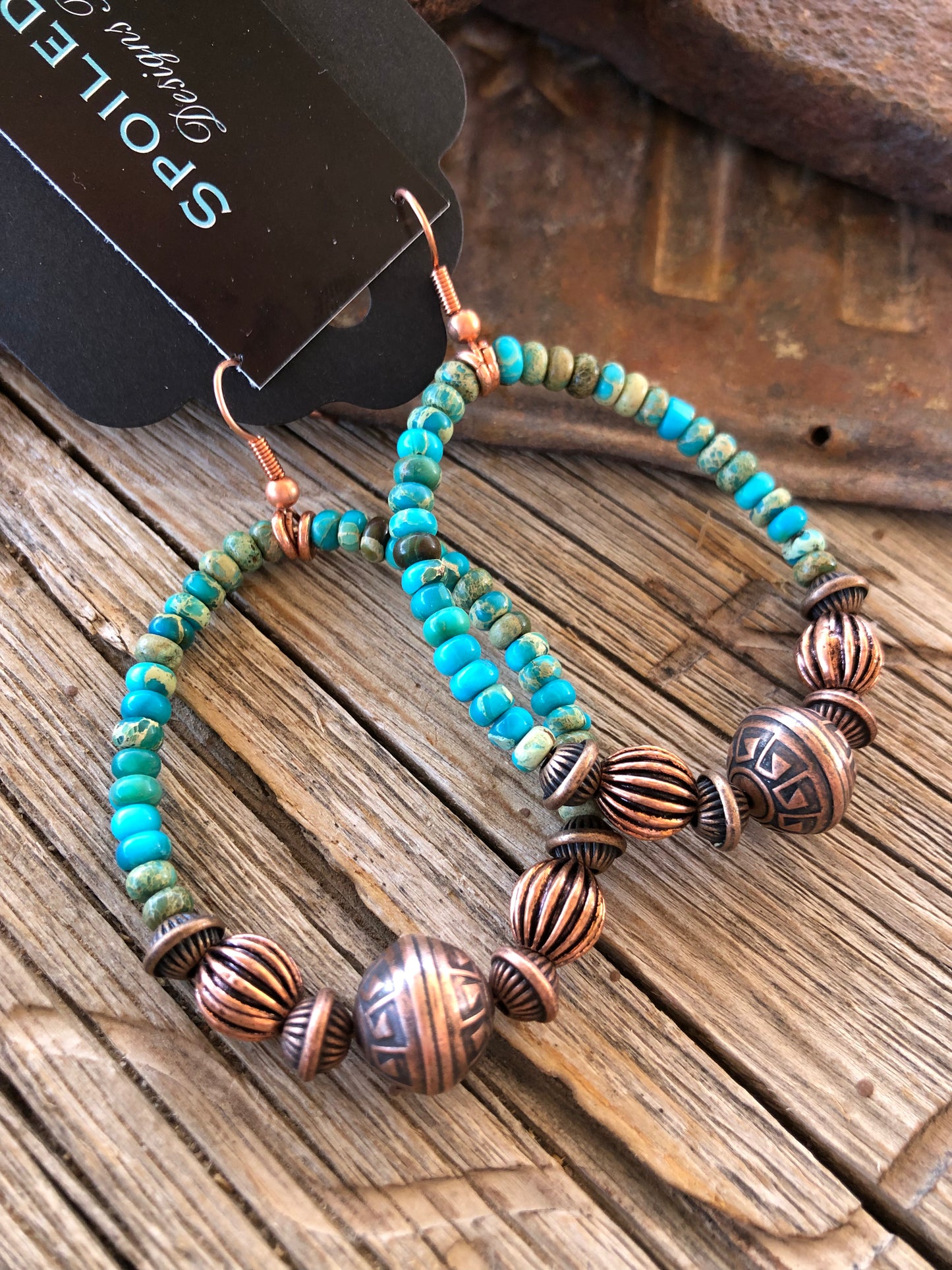 Solid Copper Beaded Earrings
