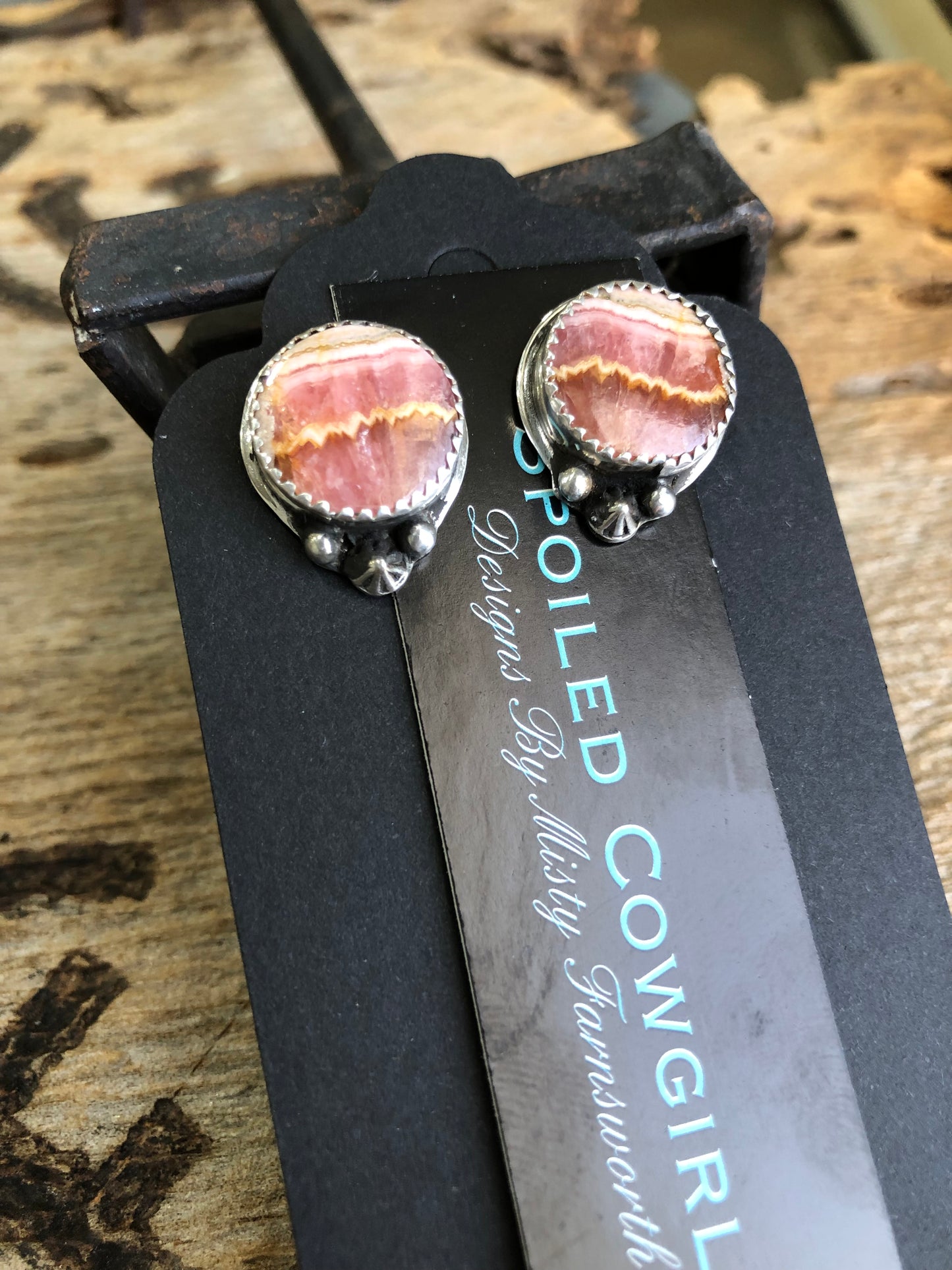 Rhodochrosite Stud Earrings
