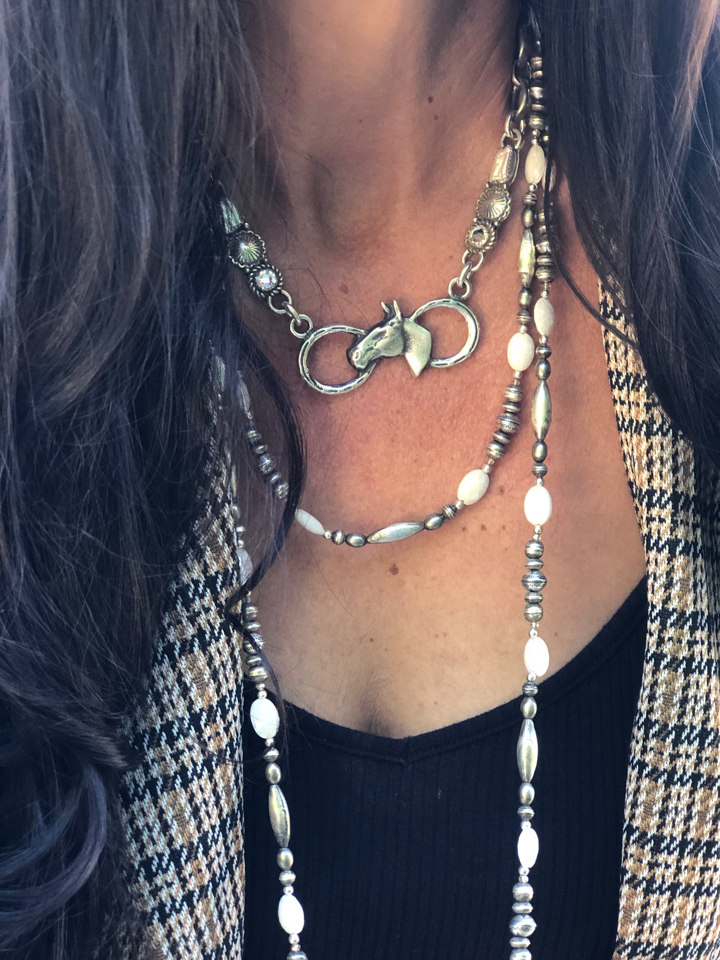 Sterling Silver Horse & Horseshoe Necklace