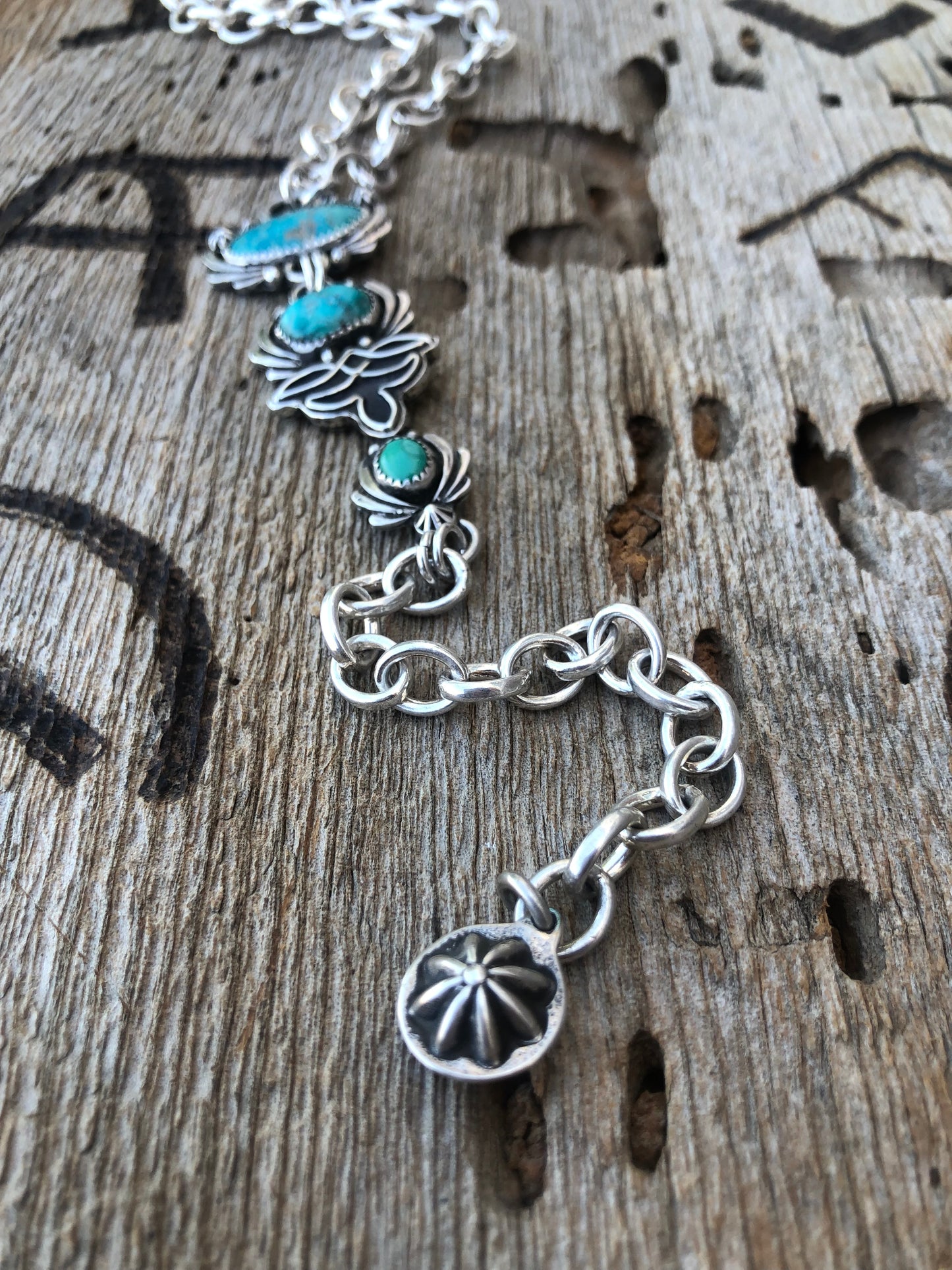 Turquoise Boot Stitch Lariat Necklace