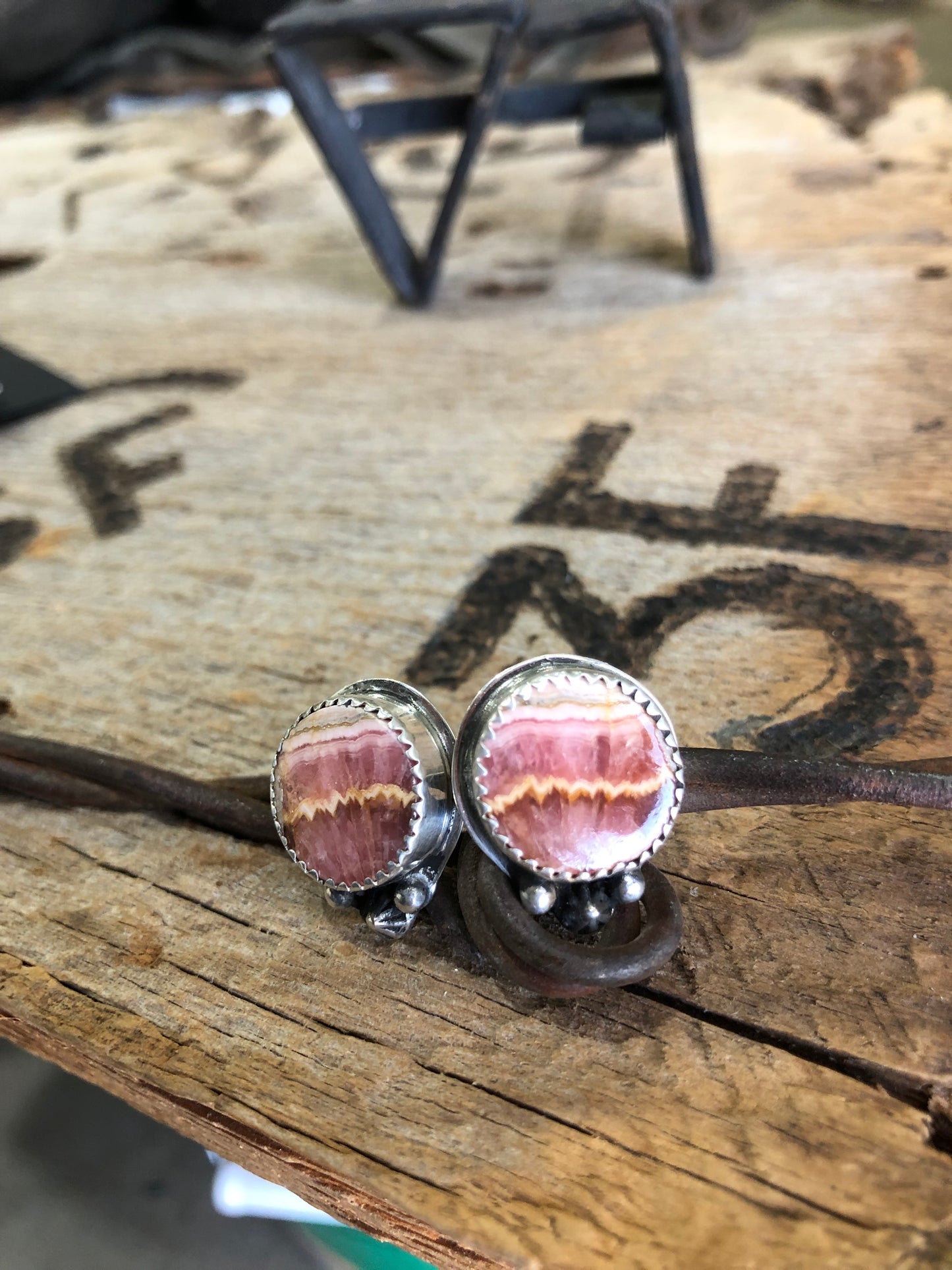 Rhodochrosite Stud Earrings