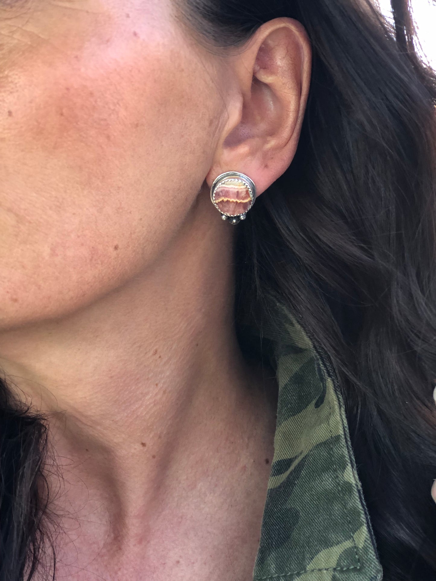 Rhodochrosite Stud Earrings