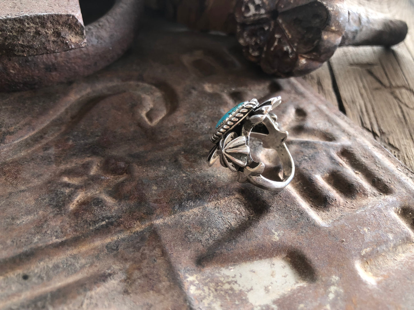 Turquoise Fan Statement Ring Size 9