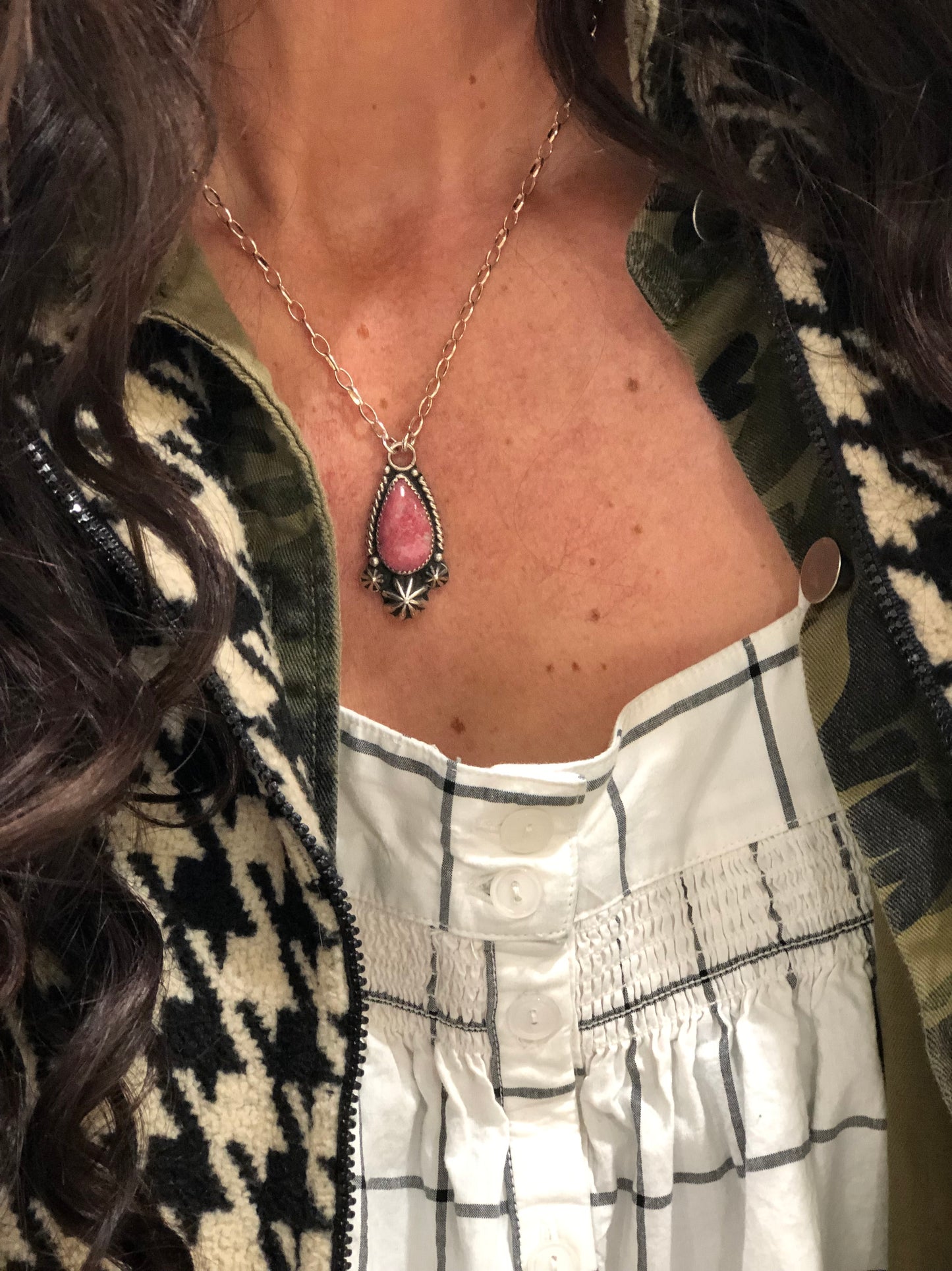 Thulite Teardrop Necklace