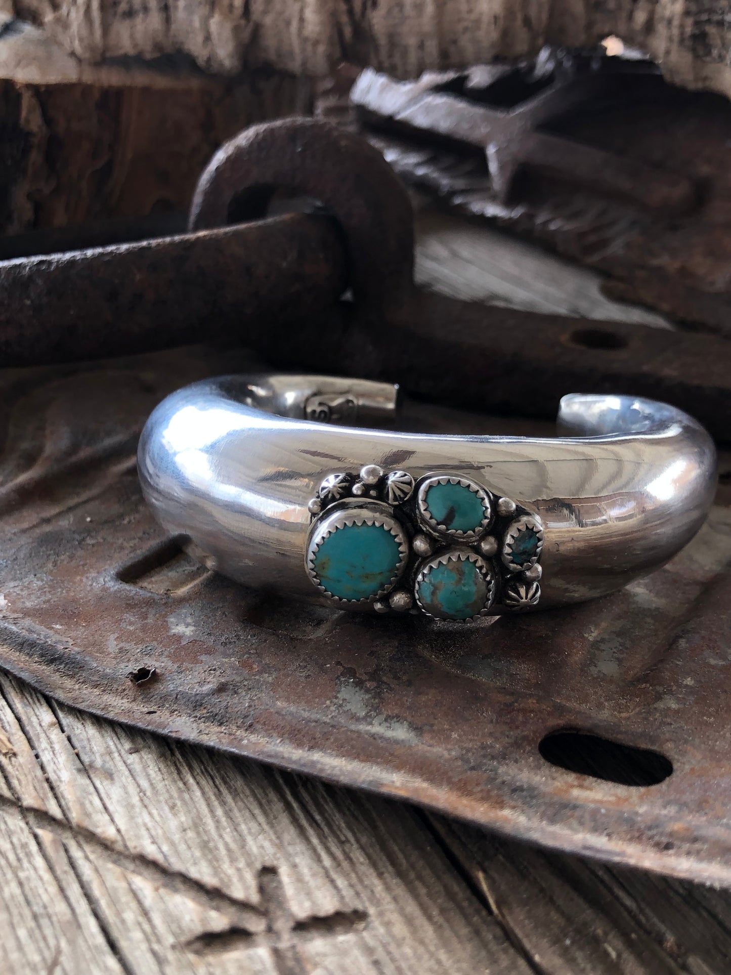 Upcycled Turquoise Rattle Cuff Bracelet