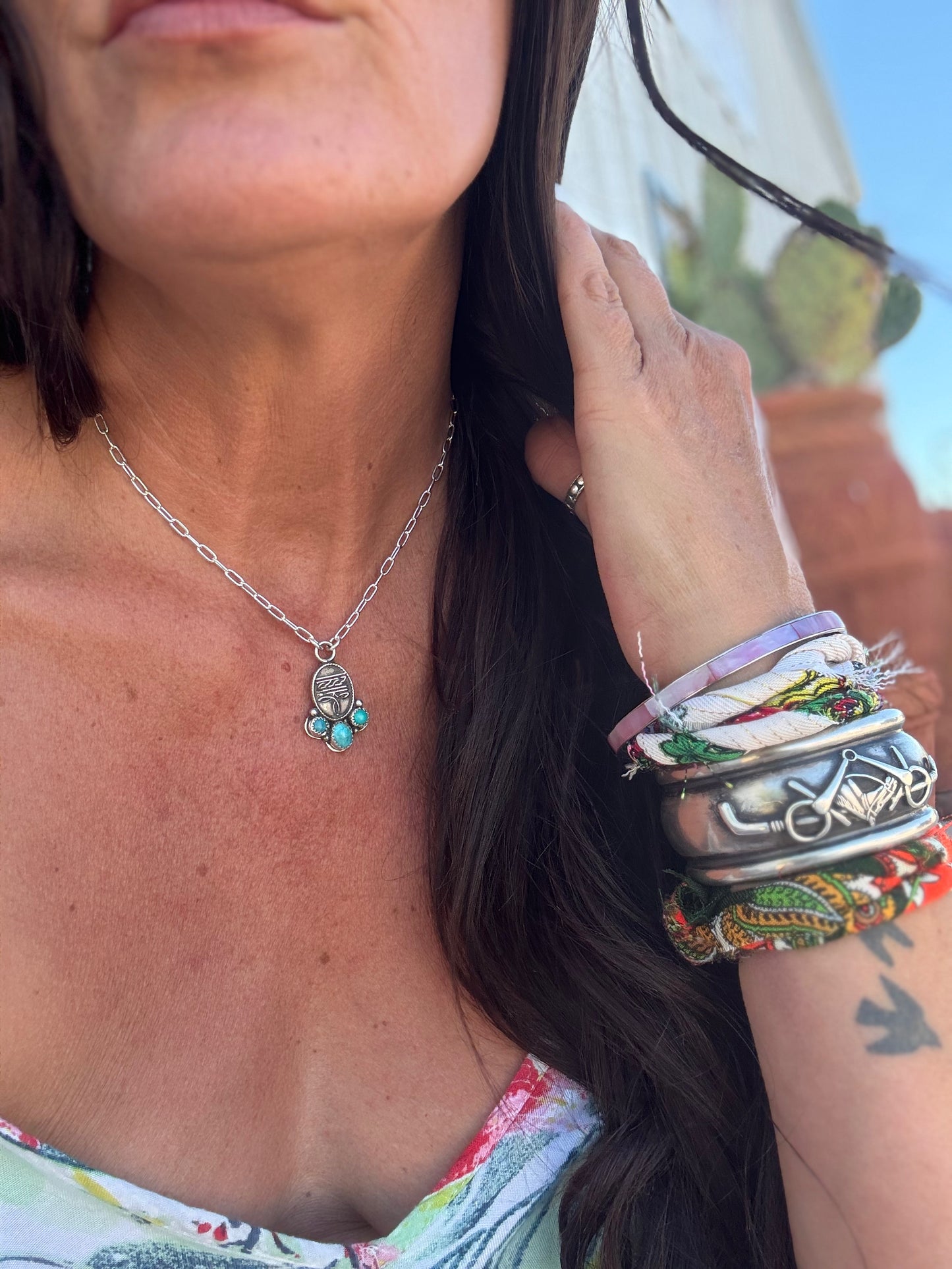 Sterling Boot Stitch Necklace