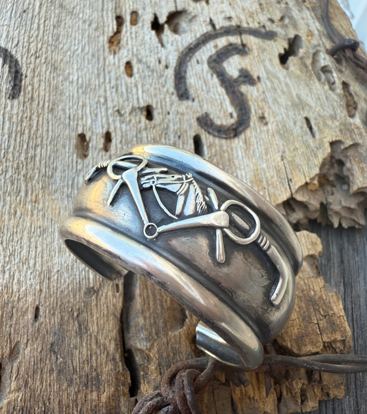 Upcycled Sterling Equestrian Cuff Bracelet