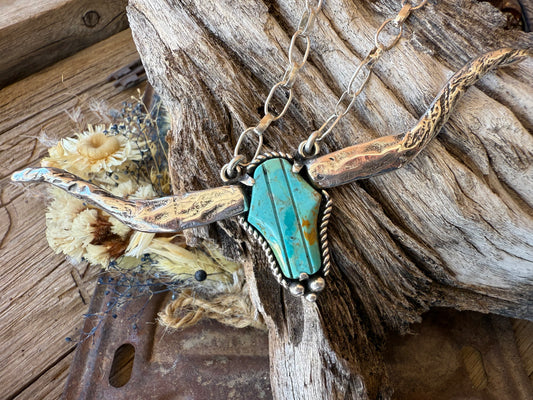 Huge .925 Kingman Longhorn Necklace