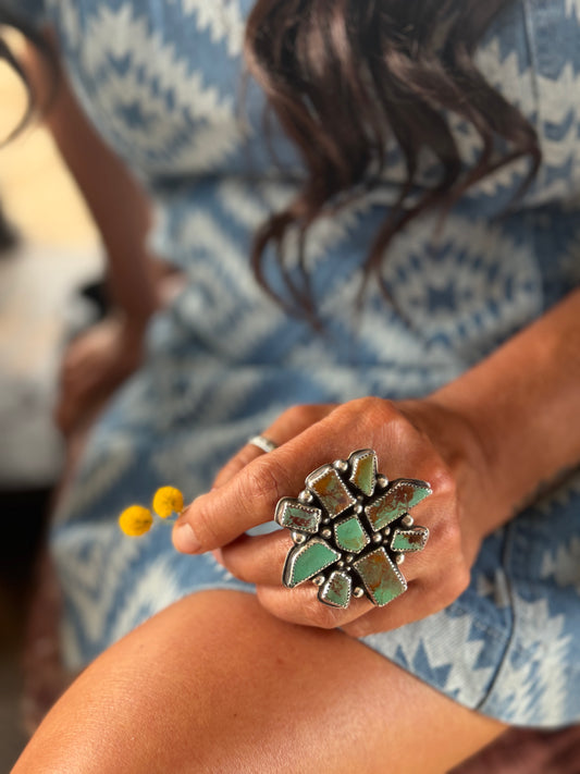 Crow Springs Turquoise Cluster Ring